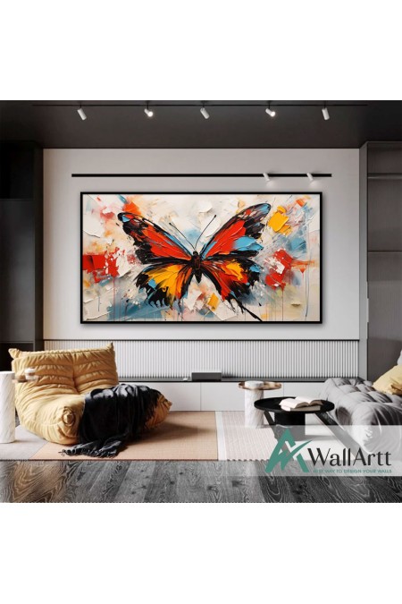 Red Butterfly 3D Heavy Textured Partial oil Painting